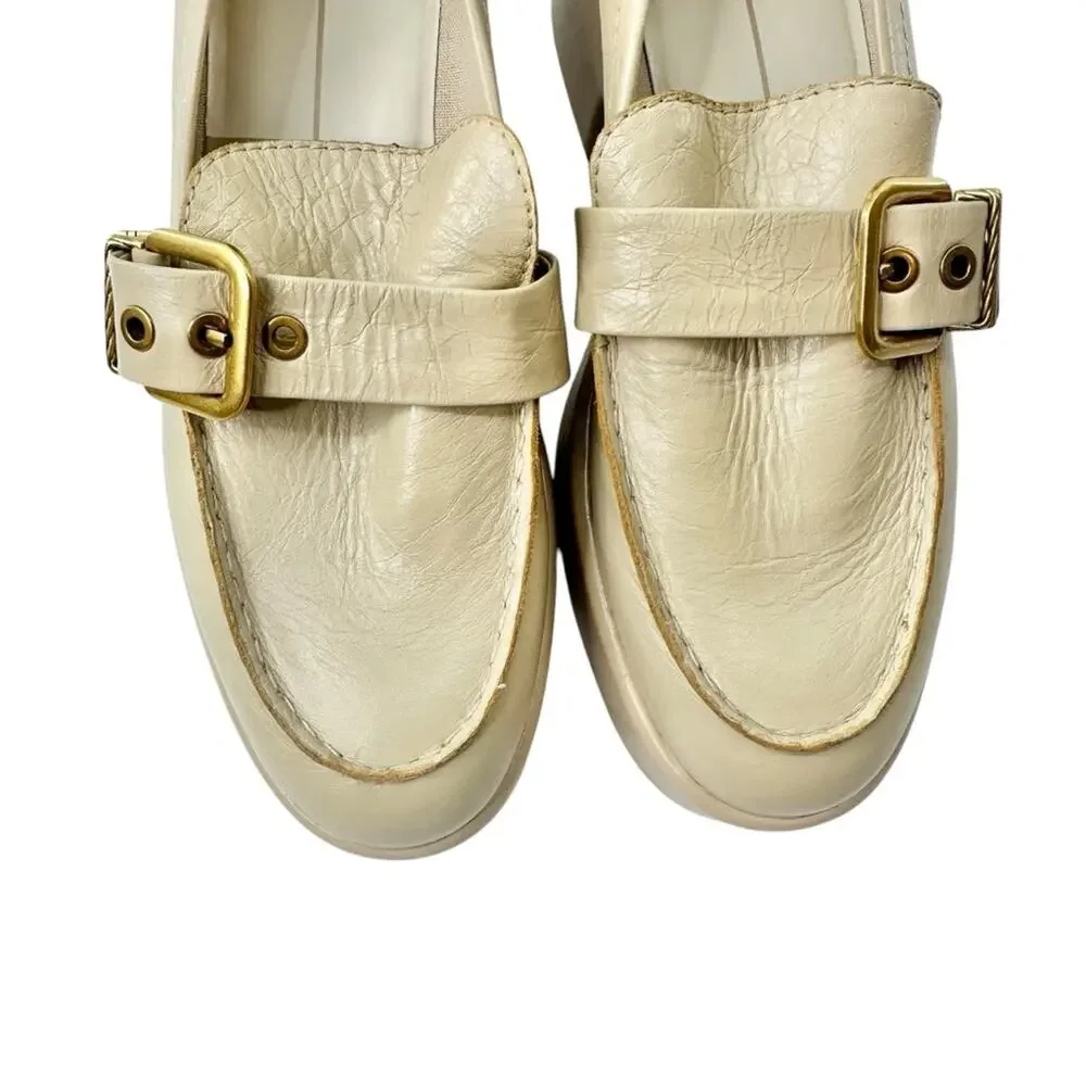 Dolce Vita Crinkle Patent leather yonder block heel loafers in sesame sz 7.5 - Picture 3 of 13